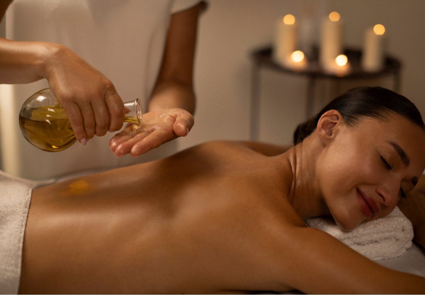 Aromatherapy relaxing massage with essential oils